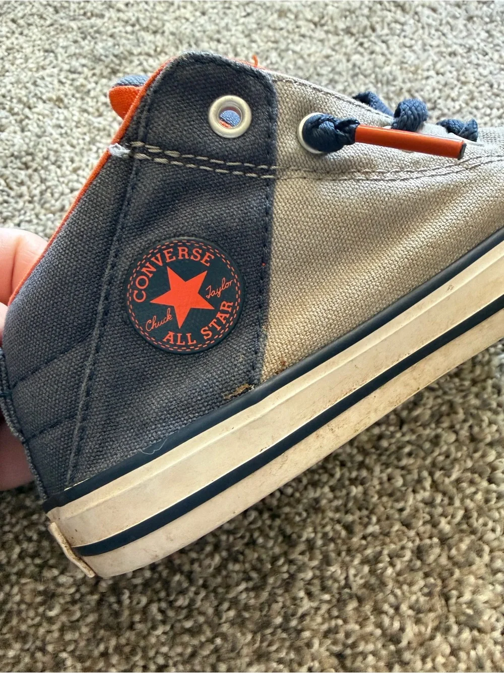 Converse Kids High-Top Sneakers in Gray, Navy & Orange